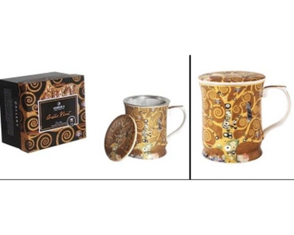 3768 ŠALICA SA CJEDILOM ZLATNO DRVO KLIMT